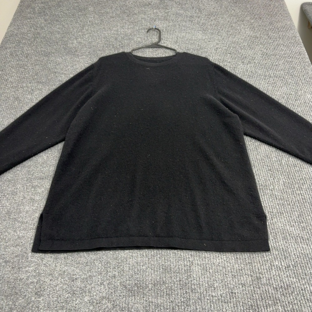 Unbranded Sweater Womens L Black Knit Side Slits Crew Neck Minimalist Casual